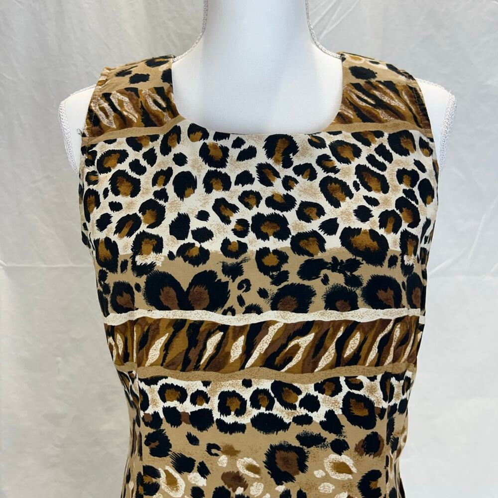 Leopard Animal Print Vintage midi Dress Sz 8 Mobwife Old‎ Money Classic